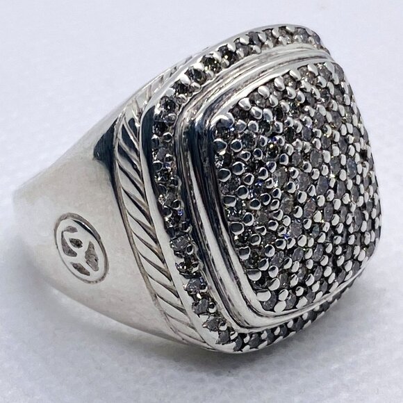David Yurman Albion Pave Diamond Ring Sterling Silver 925 Size 6 READ - Picture 5 of 16